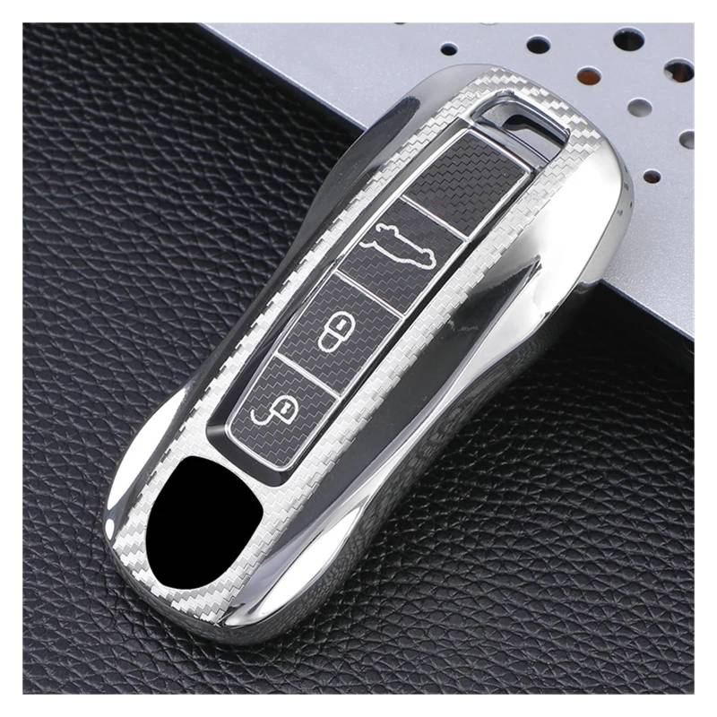 Schlüsselhülle Hülle Für Macann Bobster Panamera Carman Cayenne 718 971 911 9YA 970 981 996 92A 2017 TPU Auto Fernbedienung Auto Schlüssel Fall Abdeckung(Silver) von SIBOUOU