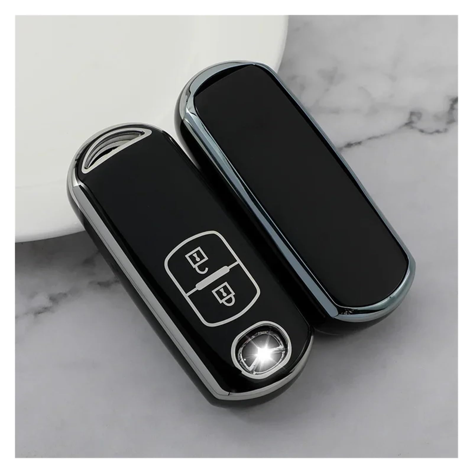 Schlüsselhülle Hülle Für Mazda CX-5 CX5 Für Atenza CX-7 CX7 CX-9 CX9 MX5 Schutz Zubehör TPU Auto Fernbedienung 2 Tasten Schlüssel Abdeckung Fall Shell Fob Tasche(Black Key case) von SIBOUOU