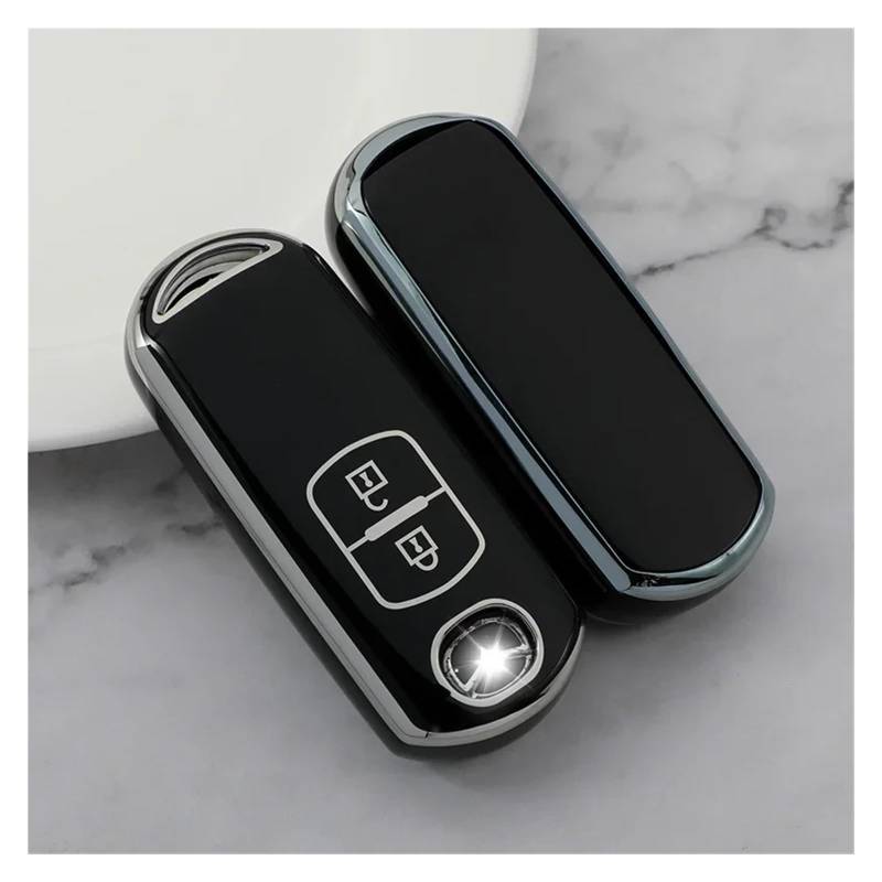 Schlüsselhülle Hülle Für Mazda CX-5 CX5 Für Atenza CX-7 CX7 CX-9 CX9 MX5 Schutz Zubehör TPU Auto Fernbedienung 2 Tasten Schlüssel Abdeckung Fall Shell Fob Tasche(Black Key case) von SIBOUOU