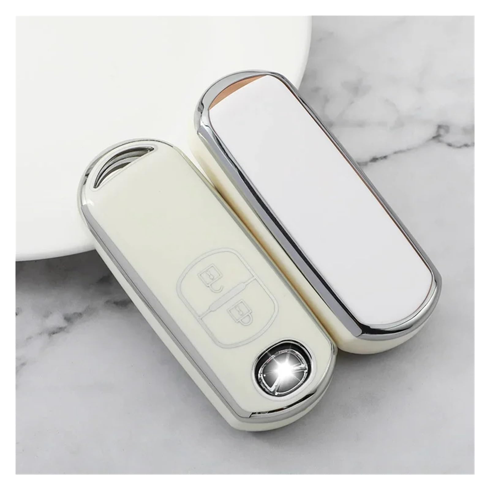 Schlüsselhülle Hülle Für Mazda CX-5 CX5 Für Atenza CX-7 CX7 CX-9 CX9 MX5 Schutz Zubehör TPU Auto Fernbedienung 2 Tasten Schlüssel Abdeckung Fall Shell Fob Tasche(White Key case) von SIBOUOU