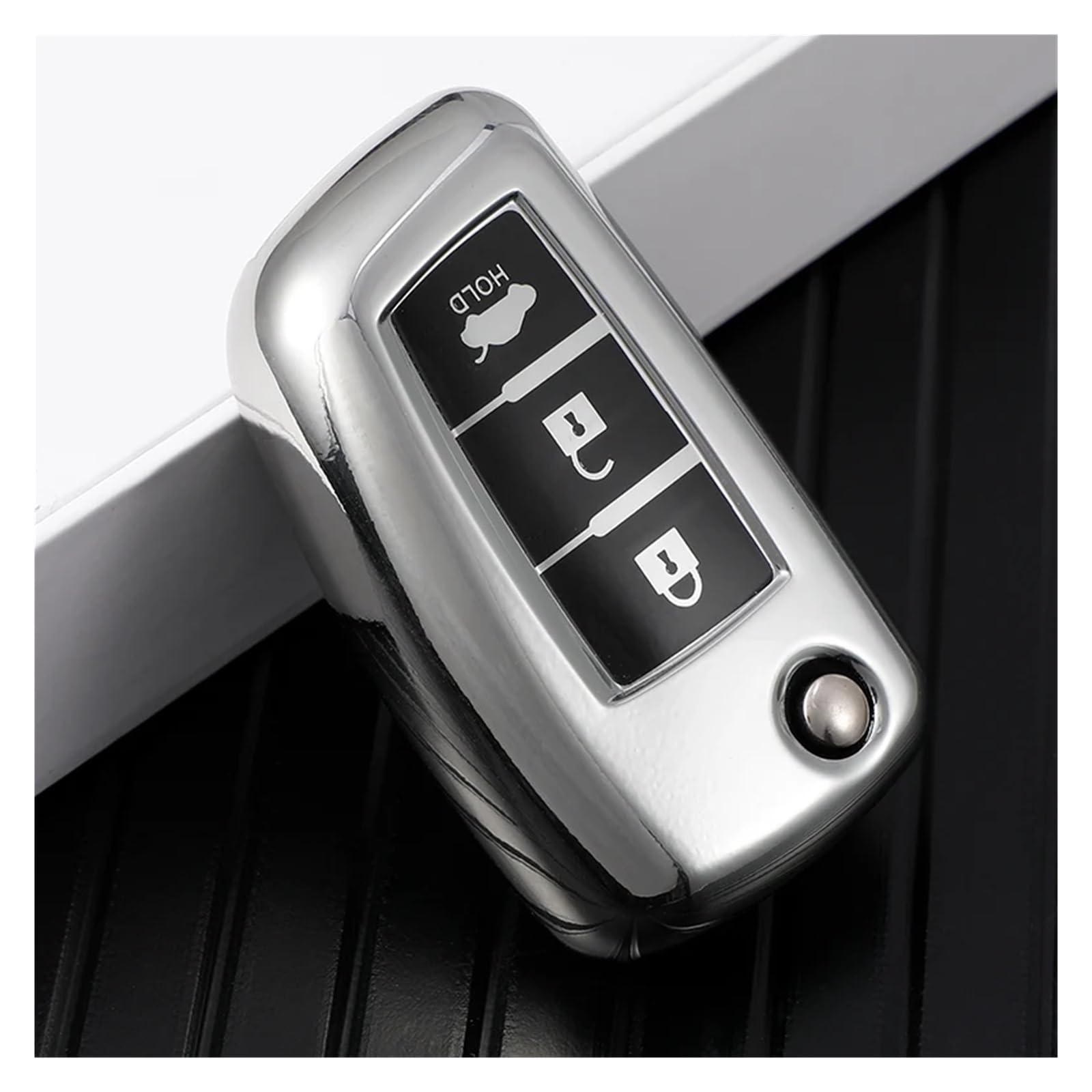 Schlüsselhülle Hülle Für Nissan X-Trail Qashqai J11 Juke Murano Micra Tiida Maxima Altima Kicks TPU Auto Flip Schlüssel Fall Abdeckung Schlüsselanhänger Zubehör(Silver) von SIBOUOU