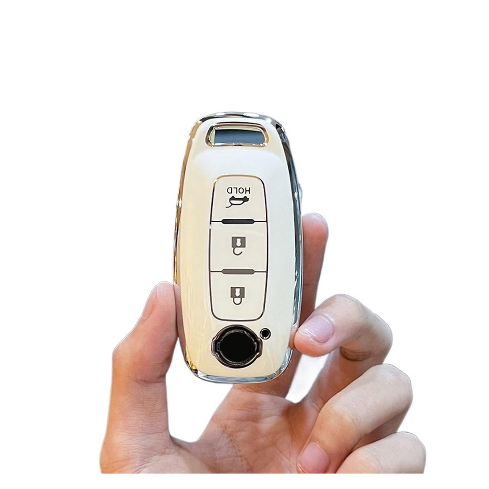 Schlüsselhülle Hülle Für Nissan X-Trail T33 Qashqai J12 Teana Altima Ariya 2022 2023 3 4 Tasten Fernbedienung Auto Shell TPU Schlüssel Fall Abdeckung Halter Keychain(3B White Cover) von SIBOUOU