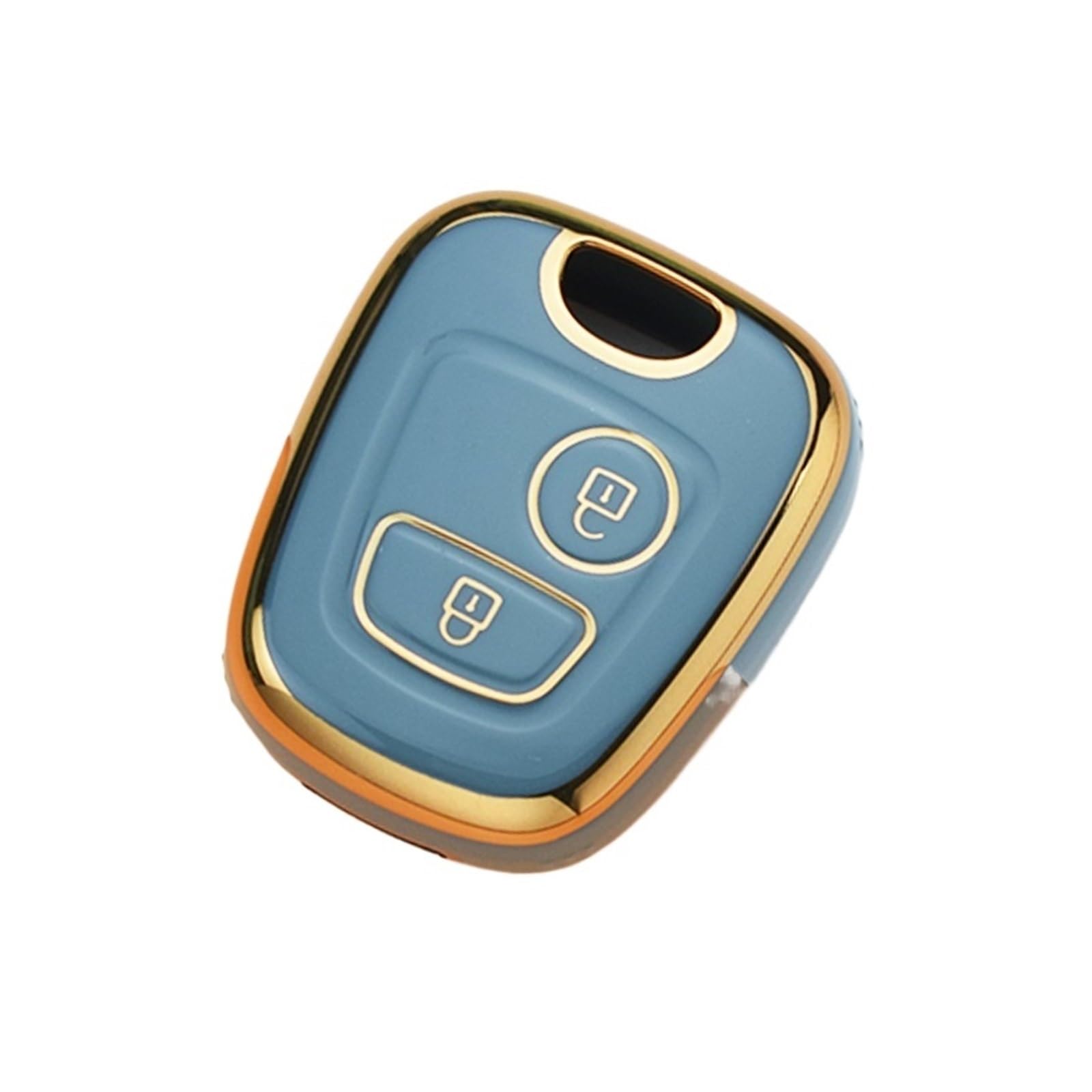 Schlüsselhülle Hülle Für Peugeot 107 206 207 307 Für Citroen C1 C2 C3 C4 Für Toyota Aygo TPU Auto Fernbedienung Schlüssel Fall Abdeckung Shell Fob Schlüsselbund(Gold Edge Grey) von SIBOUOU
