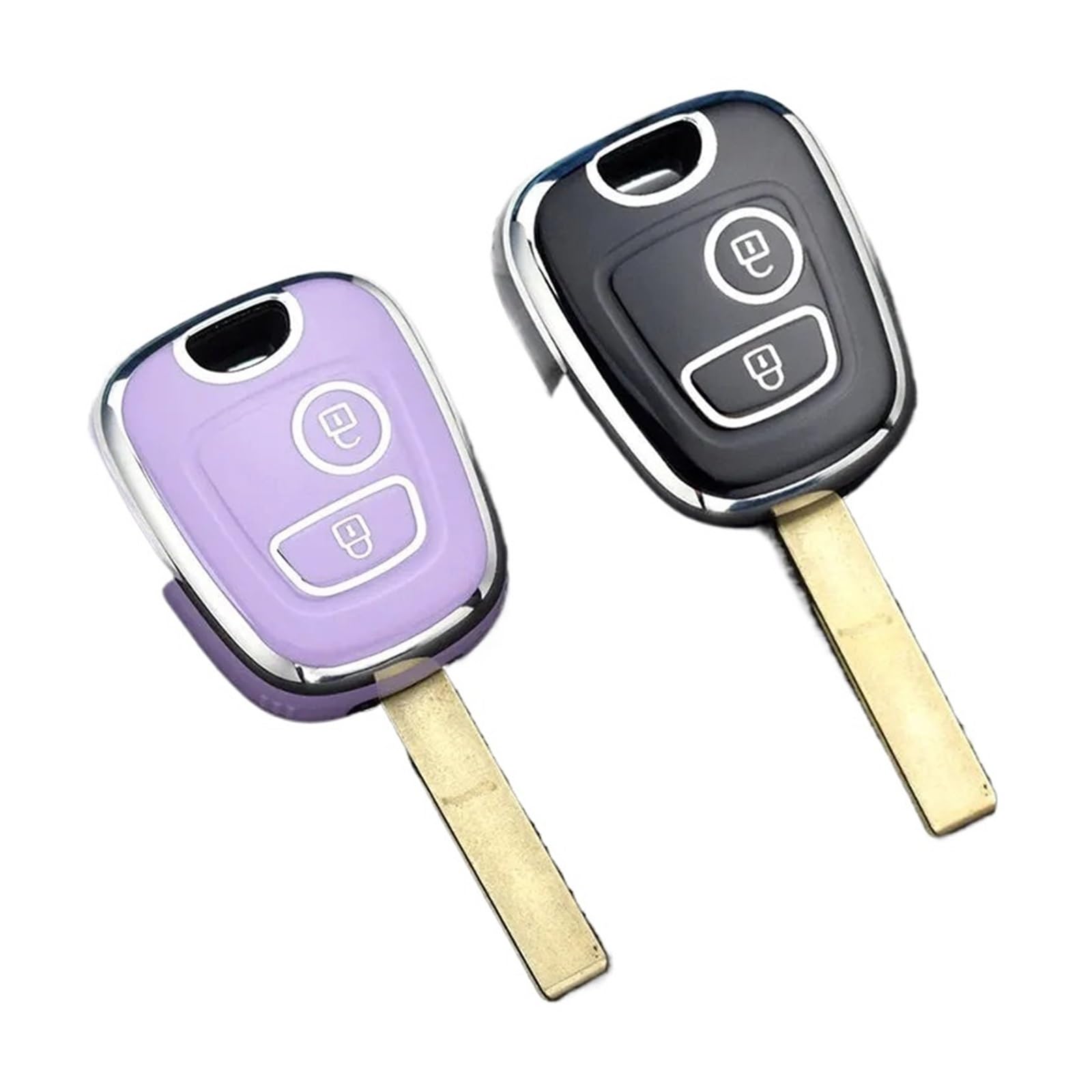 Schlüsselhülle Hülle Für Peugeot 107 206 207 307 Für Citroen C1 C2 C3 C4 Für Toyota Aygo TPU Auto Fernbedienung Schlüssel Fall Abdeckung Shell Fob Schlüsselbund(Keychain 10) von SIBOUOU