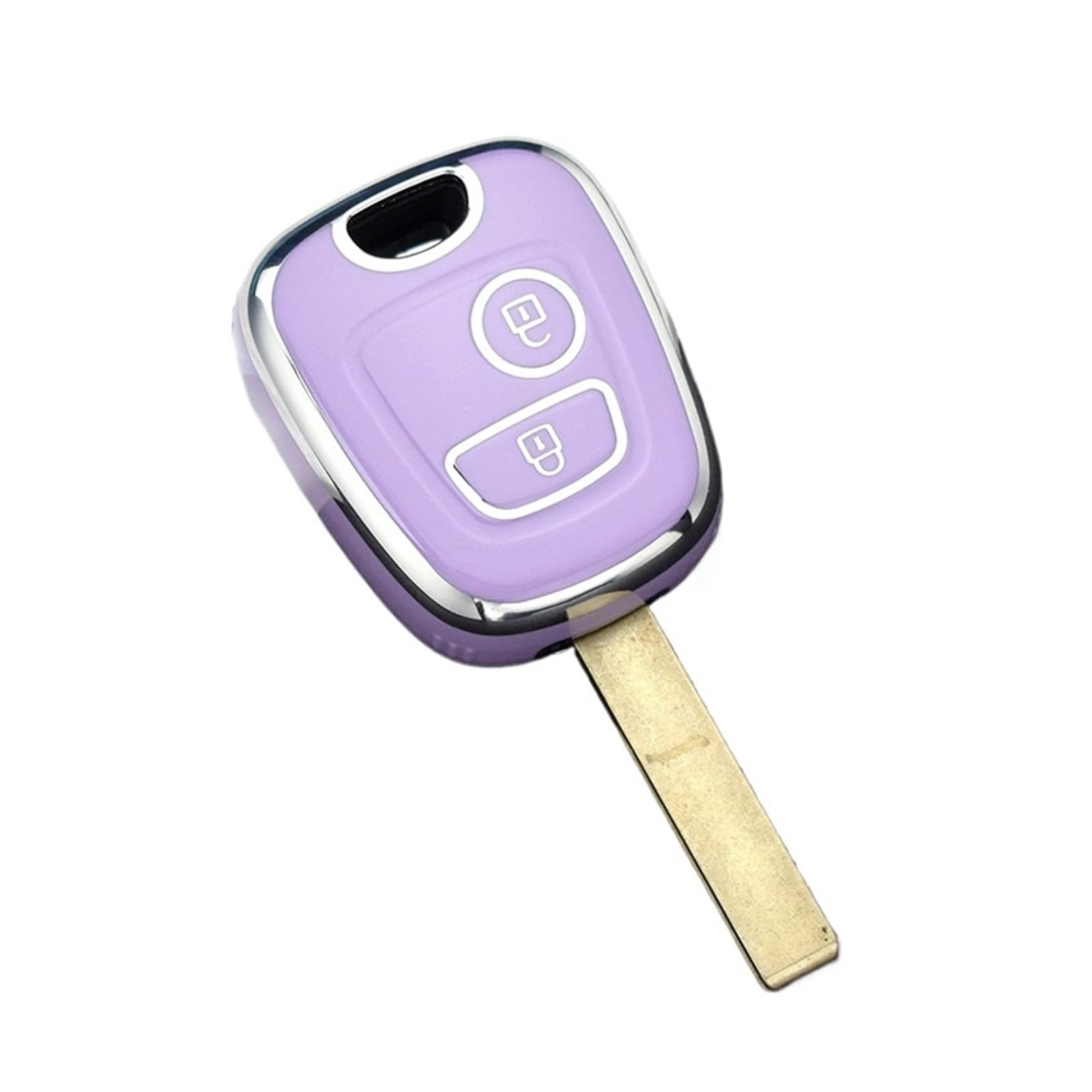 Schlüsselhülle Hülle Für Peugeot 107 206 207 307 Für Citroen C1 C2 C3 C4 Für Toyota Aygo TPU Auto Fernbedienung Schlüssel Fall Abdeckung Shell Fob Schlüsselbund(Silver Edge Purple) von SIBOUOU