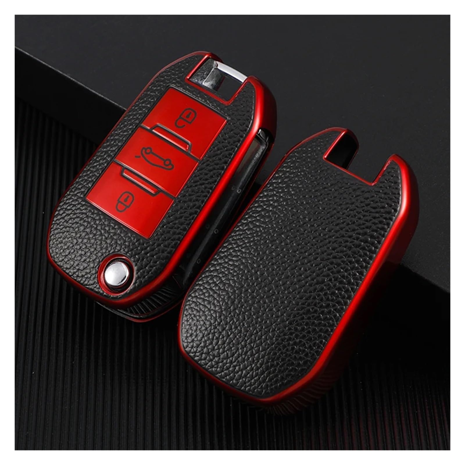 Schlüsselhülle Hülle Für Peugeot 508 301 2008 3008 4008 Für Citroen Cactus C4L Auto Flip Key Case Schutzhülle Shell Halter Tasche Schlüsselanhänger(Red case) von SIBOUOU