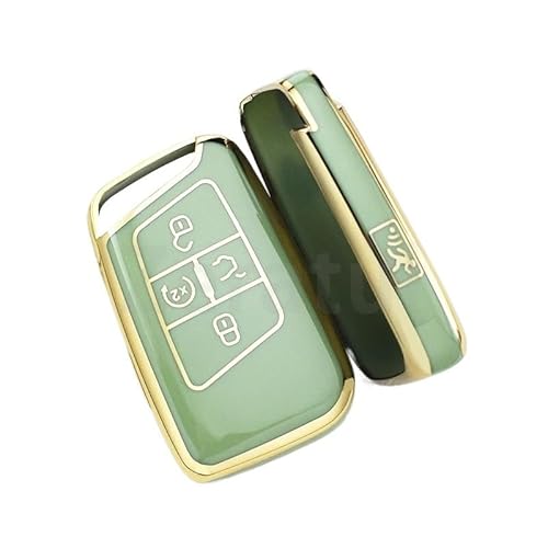 Schlüsselhülle Hülle Für Skoda Superb A7 Auto Fernbedienung Schlüssel Fall Abdeckung Halter Zubehör 5 Tasten TPU Shell Fob Für VW Für Magotan Für Passat B8(Green Cover(GLD)) von SIBOUOU