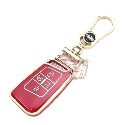 Schlüsselhülle Hülle Für Skoda Superb A7 Auto Fernbedienung Schlüssel Fall Abdeckung Halter Zubehör 5 Tasten TPU Shell Fob Für VW Für Magotan Für Passat B8(Red Set(GLD)) von SIBOUOU