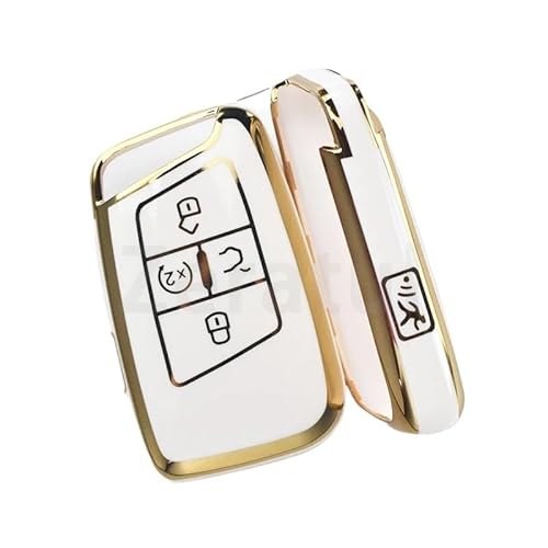Schlüsselhülle Hülle Für Skoda Superb A7 Auto Fernbedienung Schlüssel Fall Abdeckung Halter Zubehör 5 Tasten TPU Shell Fob Für VW Für Magotan Für Passat B8(White Cover(GLD)) von SIBOUOU