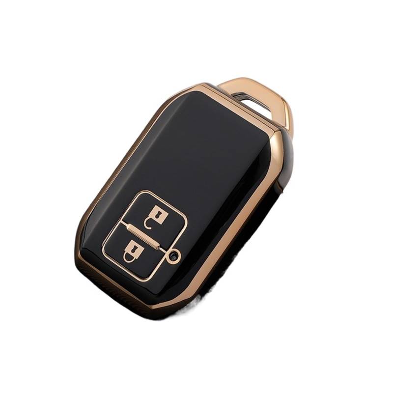 Schlüsselhülle Hülle Für Suzuki Swift Wagon R Monopoly Typ Keyless Shell Schutz 2 Taste TPU Auto Schlüssel Fernbedienung Fall Abdeckung Schlüssel Kette Zubehör(Black) von SIBOUOU
