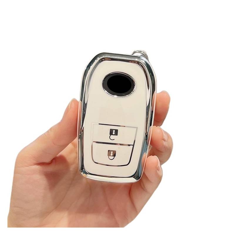Schlüsselhülle Hülle Für Toyota Fortuner Rav4 Highlander Land Cruiser Mark X 2015-2019 2 3 Tasten TPU Auto Fernbedienung Schlüssel Fall Abdeckung Shell Fob(White2) von SIBOUOU