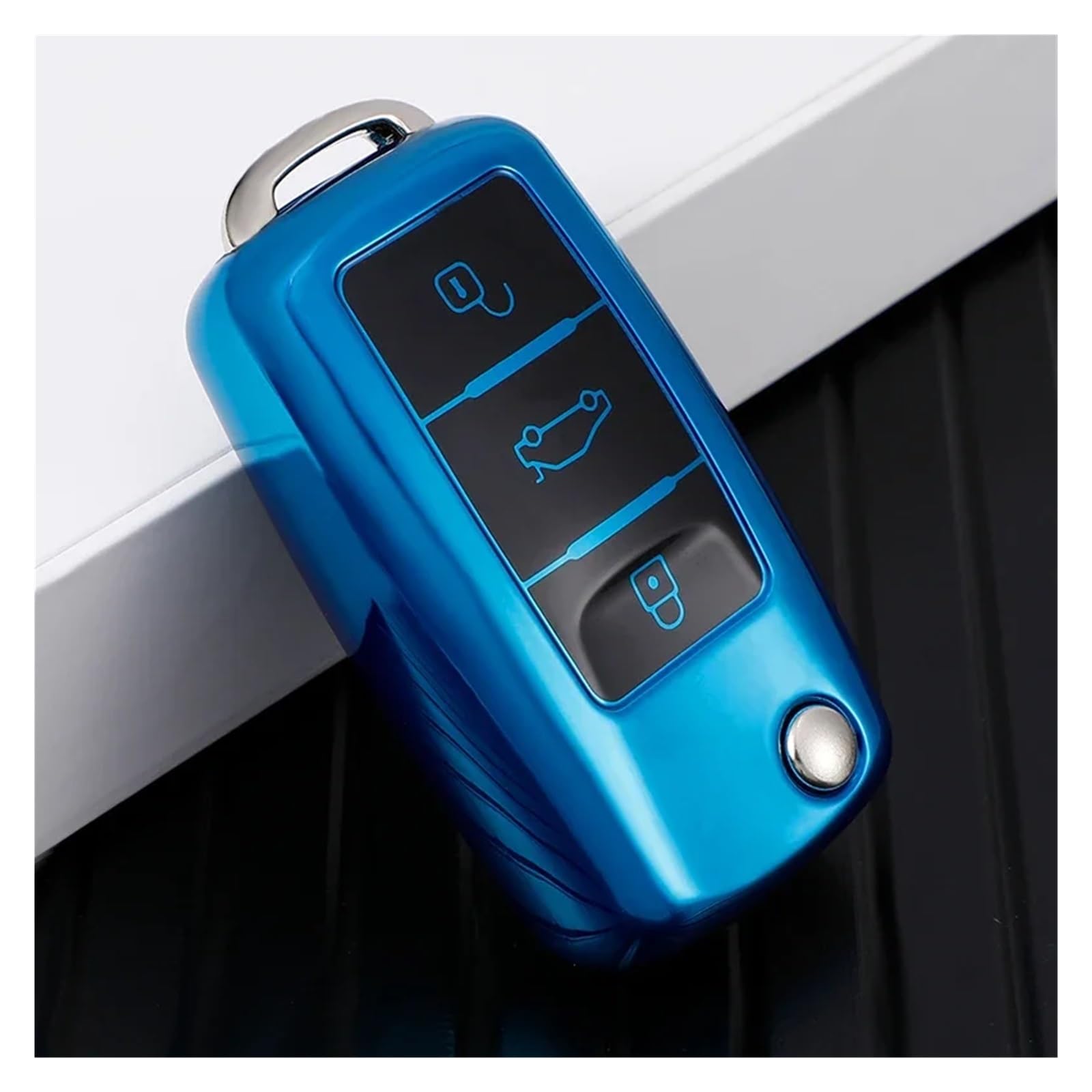 Schlüsselhülle Hülle Für VW Polo Golf Passat Beetle Caddy T5 Up EOS Tiguan Jetta für Skoda Octavia A5 Auto Schlüssel Abdeckung Fall Halter Schlüsselanhänger(Blue) von SIBOUOU