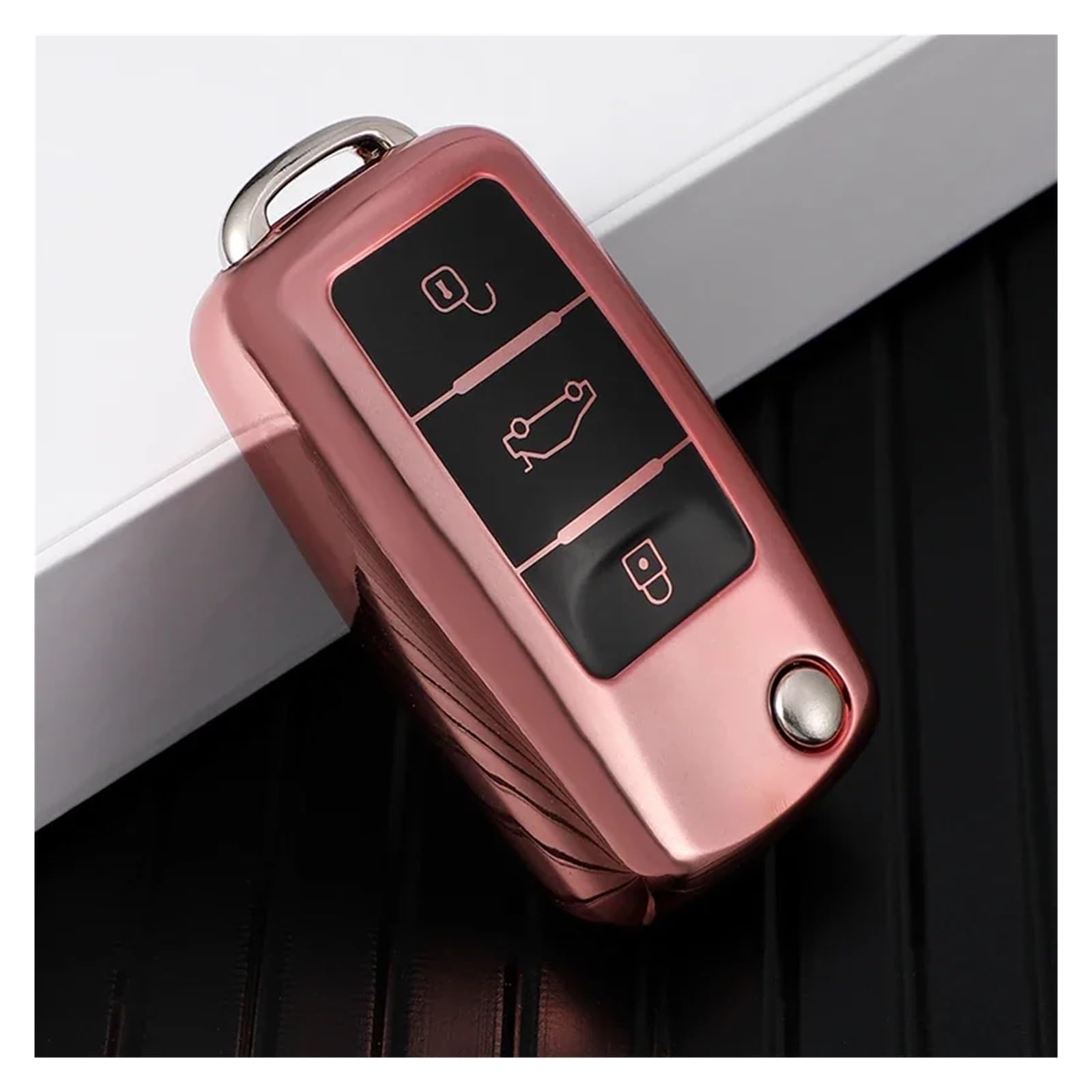 Schlüsselhülle Hülle Für VW Polo Golf Passat Beetle Caddy T5 Up EOS Tiguan Jetta für Skoda Octavia A5 Auto Schlüssel Abdeckung Fall Halter Schlüsselanhänger(Pink) von SIBOUOU