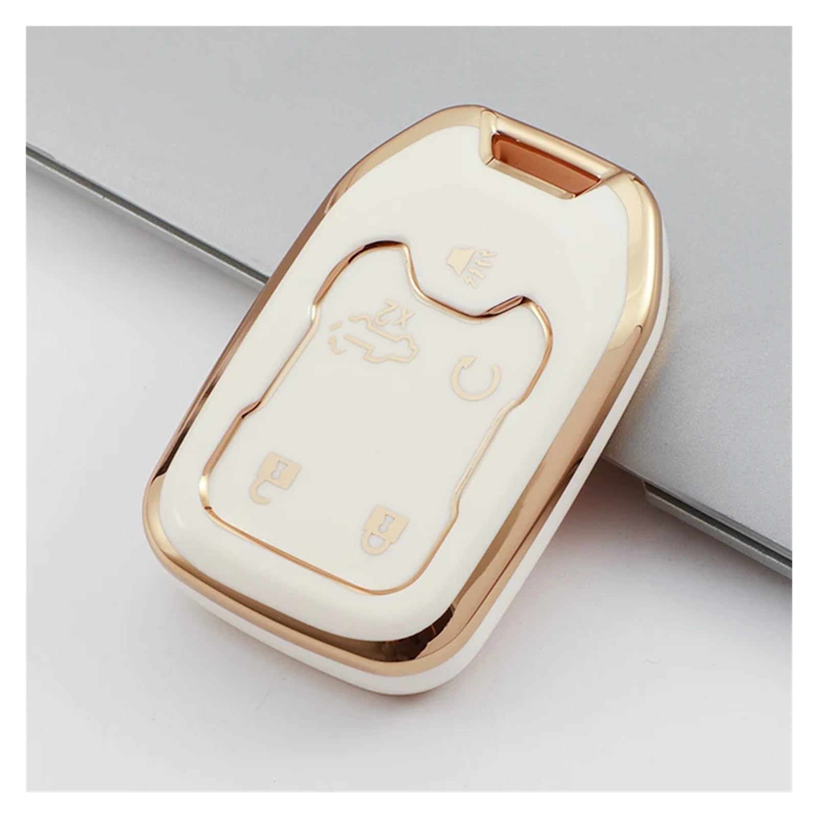 Schlüsselhülle Hülle Für Yukon XL Sierra Terrain Acadia Für Chevrolet Tahoe 2015-2020 TPU Auto Schlüssel Abdeckung Fall Remote Shell Fob Halter Schlüsselanhänger(White5B) von SIBOUOU