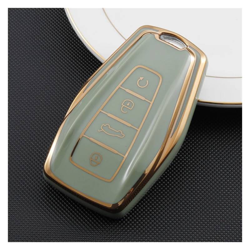 Schlüsselhülle Hülle TPU Gold Rand Auto Fernbedienung 4Taste Schlüssel Volle Abdeckung Shell Fob Fall Tasche Halter Für Proton X50 X 50 Schlüssel Schutz Zubehör(Styel A Green) von SIBOUOU