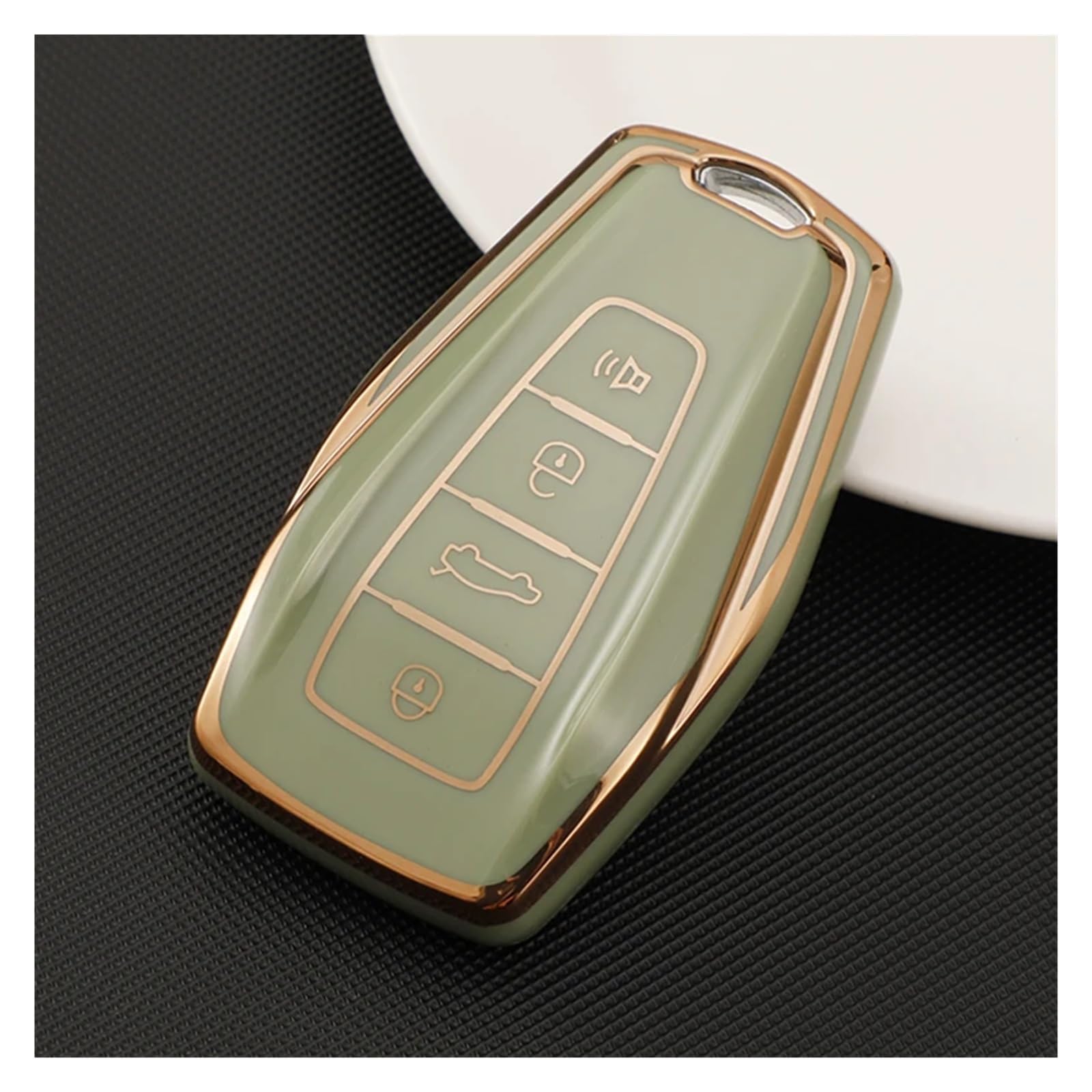 Schlüsselhülle Hülle TPU Gold Rand Auto Fernbedienung 4Taste Schlüssel Volle Abdeckung Shell Fob Fall Tasche Halter Für Proton X50 X 50 Schlüssel Schutz Zubehör(Style B Green) von SIBOUOU