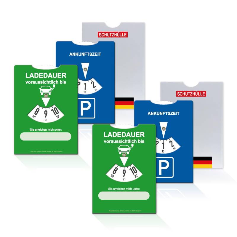 SIEESER 2in1 Parkscheibe in Blau [StVO-konform] + Grün Ladescheibe inkl. Schutzhülle, Pappe (2 Stück) von SIEESER