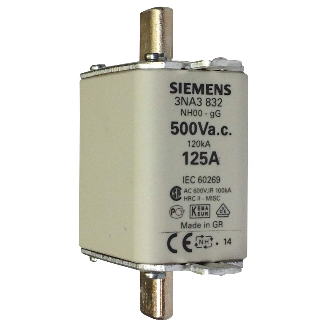 3NA3 832 | 3NA3832 | SIEMENS LV HRC FUSE ELEMENT, NH00, IN: 125 A, GG, UN AC: 500 V, UN DC: 250 V, FRONT INDICATOR, LIVE 3NA3 832 | 3NA3832 | SIEMENS LV HRC FUSE ELEMENT, NH00, IN: 125 A, GG, UN AC: 500 V, UN DC: 250 V, FRONT INDICATOR, LIVE von SIEMENS