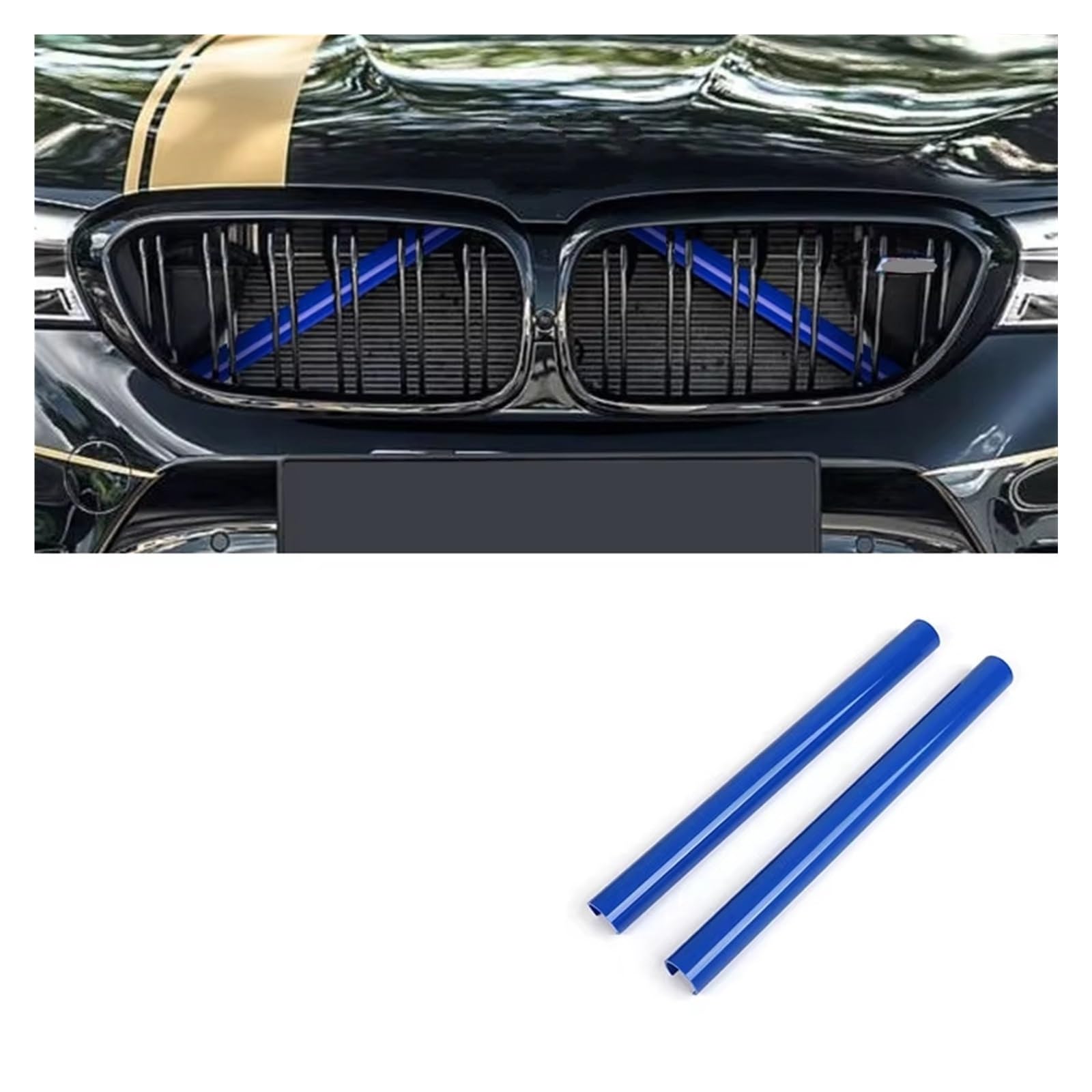 Grill Front 2-teilige Vordere Nierengitter-Abdeckungsrahmenverkleidung Für E60 E61 E65 E66 E85 F44 F52 Kühlerunterstützungsaufkleber Autozubehör Kühlergrill(Blue 2 Piece) von SIFUSM