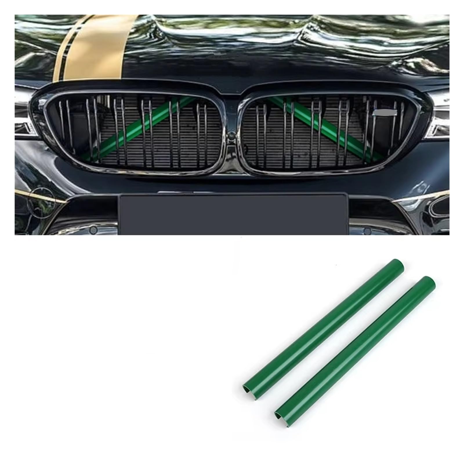 Grill Front 2-teilige Vordere Nierengitter-Abdeckungsrahmenverkleidung Für E60 E61 E65 E66 E85 F44 F52 Kühlerunterstützungsaufkleber Autozubehör Kühlergrill(Green 2 Piece) von SIFUSM