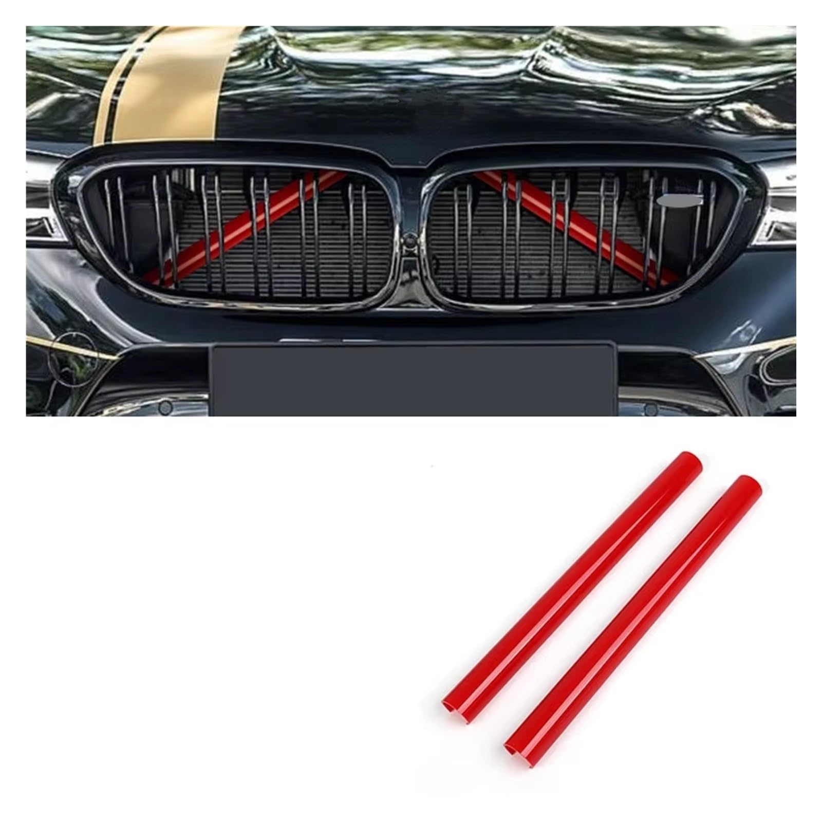Grill Front 2-teilige Vordere Nierengitter-Abdeckungsrahmenverkleidung Für E60 E61 E65 E66 E85 F44 F52 Kühlerunterstützungsaufkleber Autozubehör Kühlergrill(Red 2 Piece) von SIFUSM
