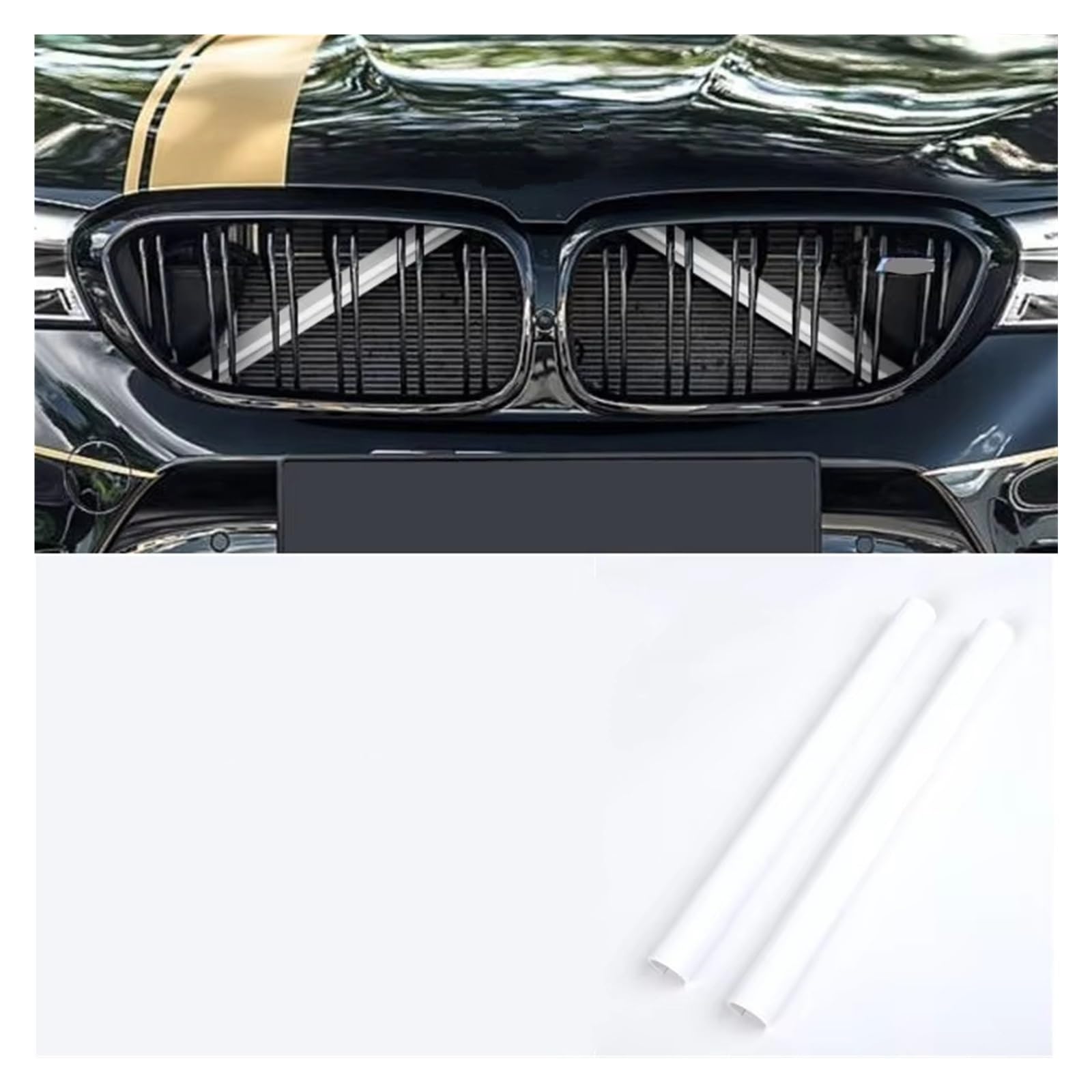 Grill Front 2-teilige Vordere Nierengitter-Abdeckungsrahmenverkleidung Für E60 E61 E65 E66 E85 F44 F52 Kühlerunterstützungsaufkleber Autozubehör Kühlergrill(White 2 Piece) von SIFUSM