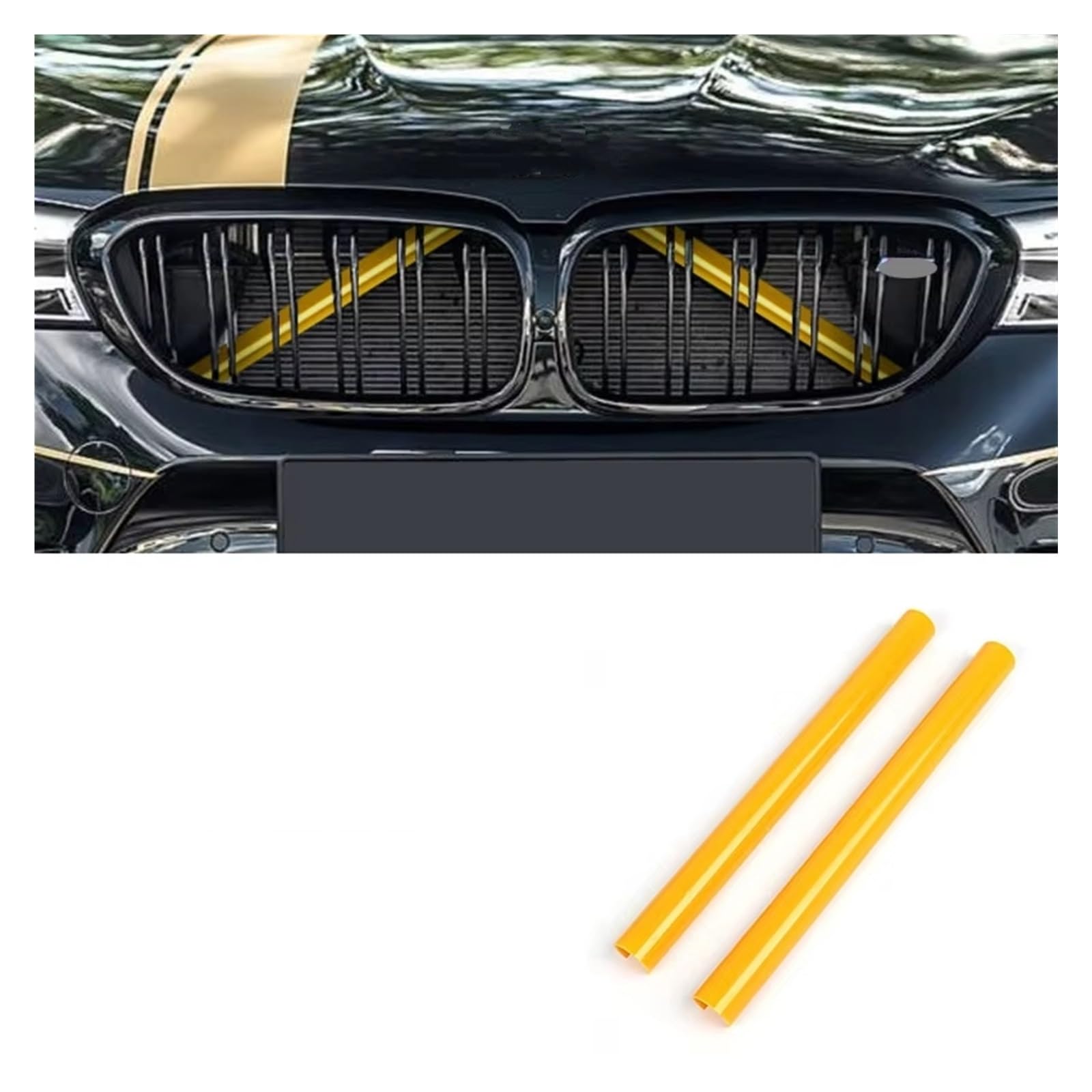 Grill Front 2-teilige Vordere Nierengitter-Abdeckungsrahmenverkleidung Für E60 E61 E65 E66 E85 F44 F52 Kühlerunterstützungsaufkleber Autozubehör Kühlergrill(Yellow 2 Piece) von SIFUSM