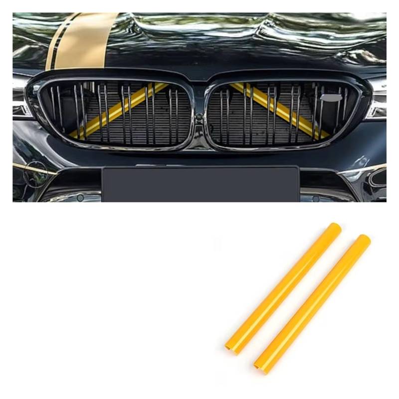Grill Front 2-teilige Vordere Nierengitter-Abdeckungsrahmenverkleidung Für E60 E61 E65 E66 E85 F44 F52 Kühlerunterstützungsaufkleber Autozubehör Kühlergrill(Yellow 2 Piece) von SIFUSM