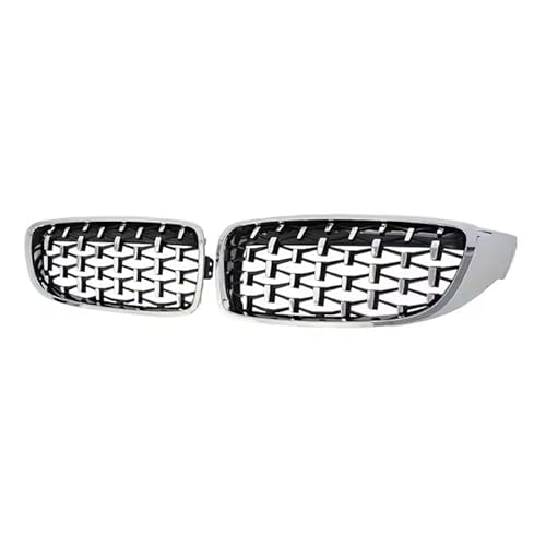 Grill Front Diamonds Style Frontstoßstangen-Renngrill Für 4er F32 F33 F36 M3 F80 M4 F82 2012–2019, Zubehör Mit Zwei Lamellen In Glänzendem Schwarz Kühlergrill(Diamond-Silver) von SIFUSM