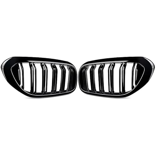 Grill Front Für 5 Series G30 G31 520i 530i 540i M5 2017 2018 2019 2020, Paar Auto-Frontstoßstange, Renngrill, Doppellamellen, Nieren-Sportgrill Kühlergrill(Glossy Black) von SIFUSM