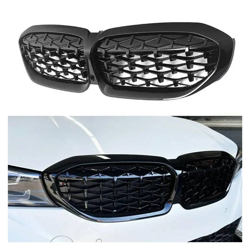 Grill Front Für G20 3er G20 G21 G28 2019 2020 2021 2022 Frontstoßstange Haube Nierengrill Renngitter Ersatz Black Diamond Meteor Style Kühlergrill(Diamond-Gloss Black) von SIFUSM