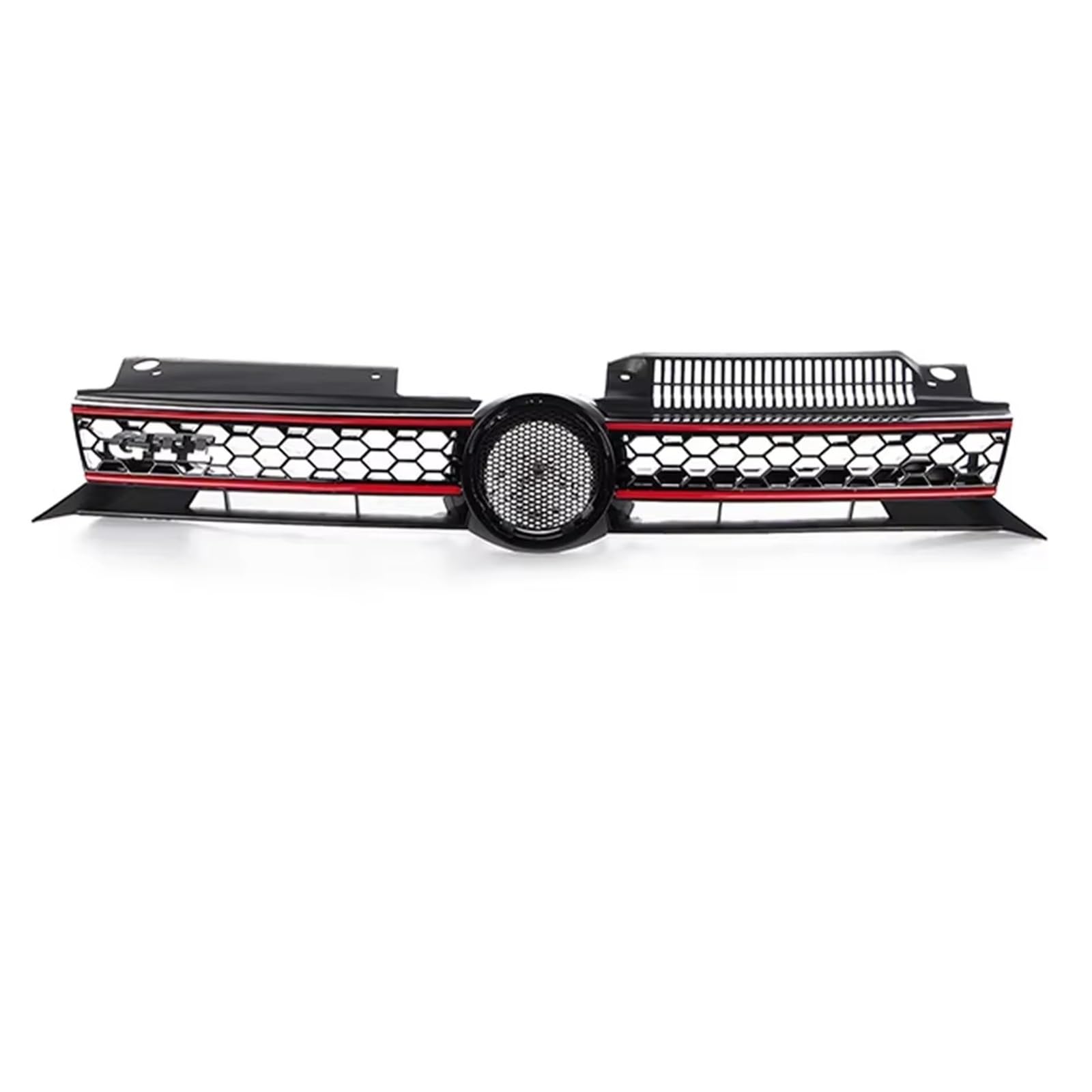 Grill Front Für VW Für Golf 6 MK6 2009 2010 2011 2012 2013 Honeycomb Mesh Auto Vorderen Stoßfänger Kühlergrill Für GTI Stil Center Racing Grill Kühlergrill(Red Line) von SIFUSM