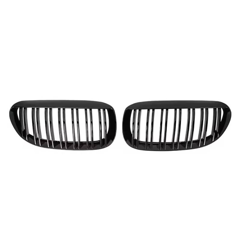 Grill Front Mattschwarze Doppellinien-Frontstoßstangenhaubengitter Für 6er E63 E64 2004-2010 650i. Glänzende Doppellamellengitter Kühlergrill(Double-Glossy Black) von SIFUSM