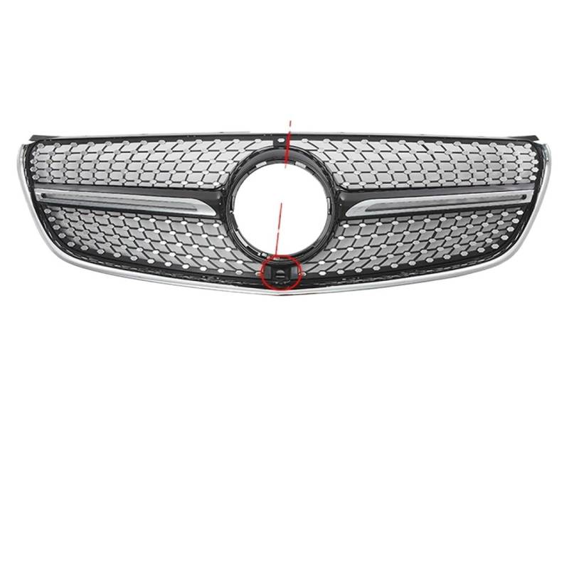 Grill Front Obere Gitter Im Chrom-Schwarz-Diamanten-Stil Für Benz V W447 V250 V260 2016 2017 2018 2019 2020. Glänzendes Schwarz Für GTR-Stil Stoßstangengrill Kühlergrill(Diamonds-Black W360) von SIFUSM