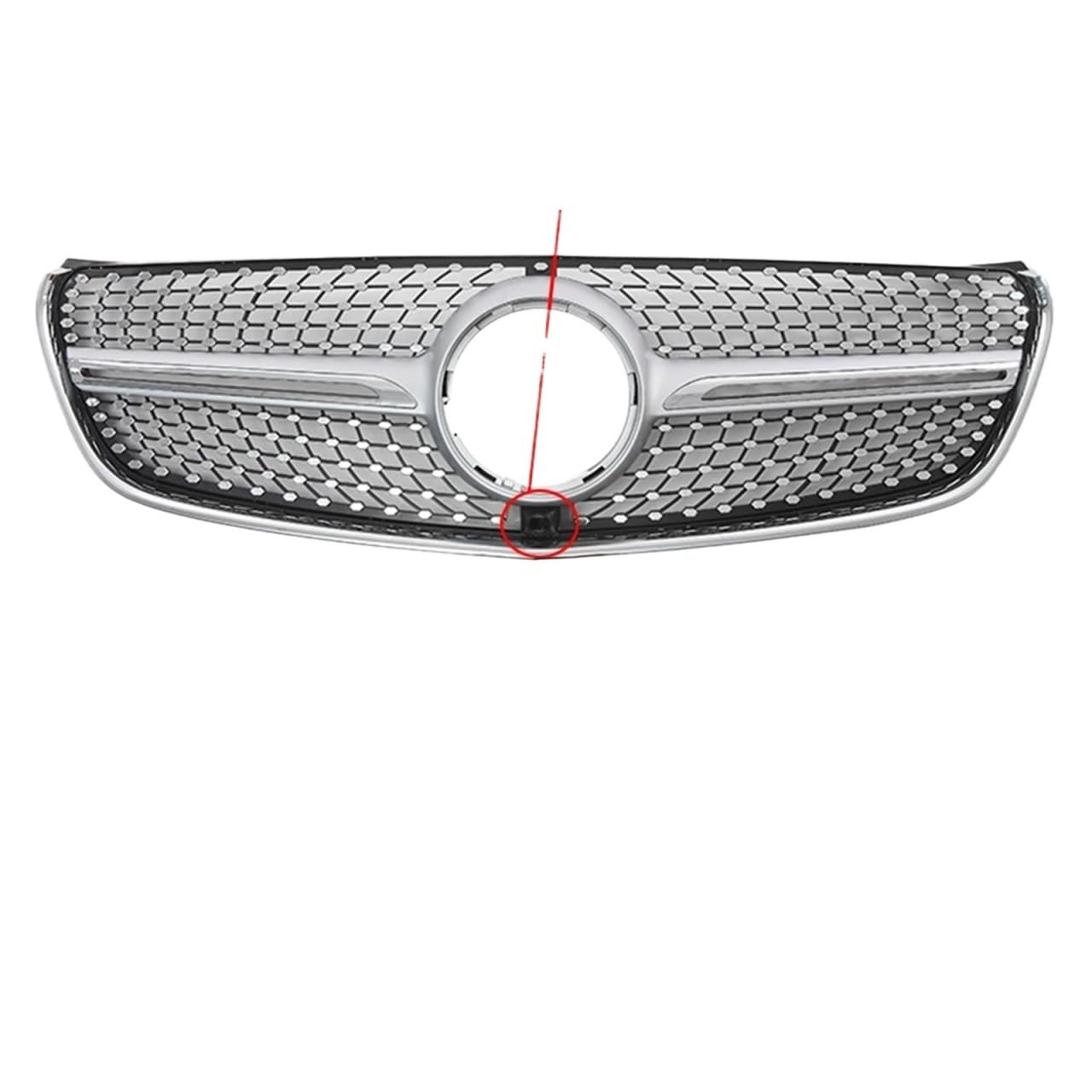 Grill Front Obere Gitter Im Chrom-Schwarz-Diamanten-Stil Für Benz V W447 V250 V260 2016 2017 2018 2019 2020. Glänzendes Schwarz Für GTR-Stil Stoßstangengrill Kühlergrill(Diamonds-Silver W360) von SIFUSM