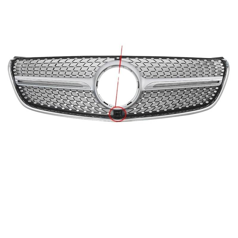 Grill Front Obere Gitter Im Chrom-Schwarz-Diamanten-Stil Für Benz V W447 V250 V260 2016 2017 2018 2019 2020. Glänzendes Schwarz Für GTR-Stil Stoßstangengrill Kühlergrill(Diamonds-Silver W360) von SIFUSM