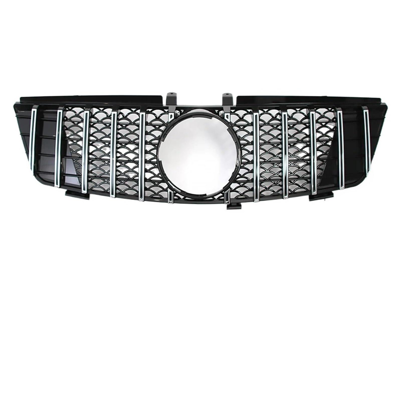 Grill Front Schwarzer Vorderer Renngrill Im GTR-Stil Für Benz ML W164 2005 2006 2007 2008 ML320 ML350 ML500 Chrom-Diamanten-Stil Stoßstangengitter Kühlergrill(G-Chrome Silver) von SIFUSM