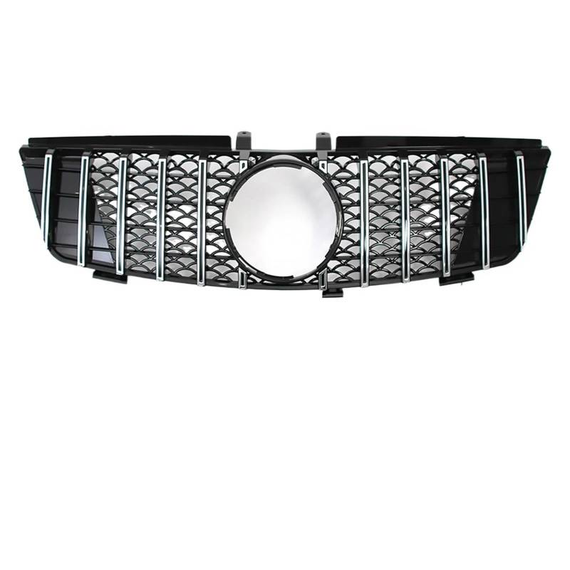 Grill Front Schwarzer Vorderer Renngrill Im GTR-Stil Für Benz ML W164 2005 2006 2007 2008 ML320 ML350 ML500 Chrom-Diamanten-Stil Stoßstangengitter Kühlergrill(G-Chrome Silver) von SIFUSM
