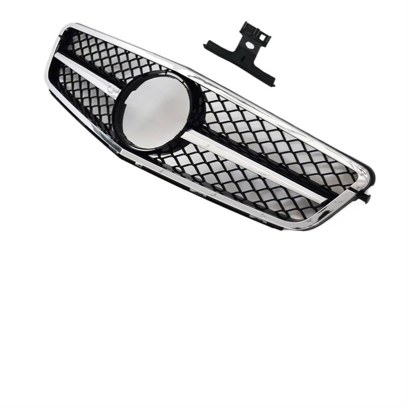 Grill Front Vordereinlass-Kühlergrill-Stoßfänger Grill Für W204 C204 S204 C43 Für Benz C 2007-2014 Für AMG Für GT R Diamond Style Tuning Accessoires Kühlergrill(AM Full Silvery) von SIFUSM