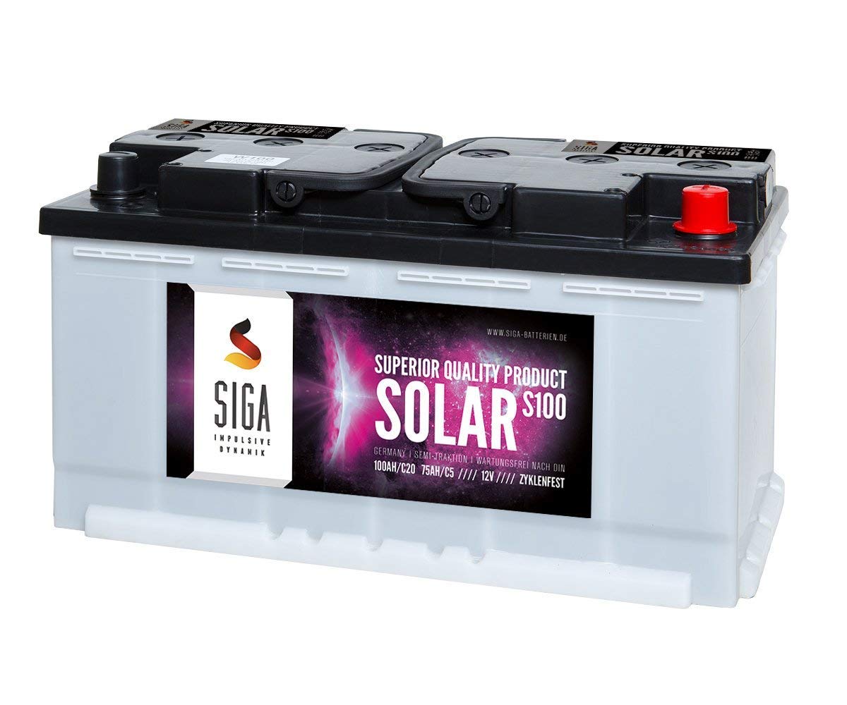 100Ah 12V Solarbatterie Versorgungsbatterie Wohnmobil Solar Batterie zyklenfest von SIGA IMPULSIVE DYNAMIK