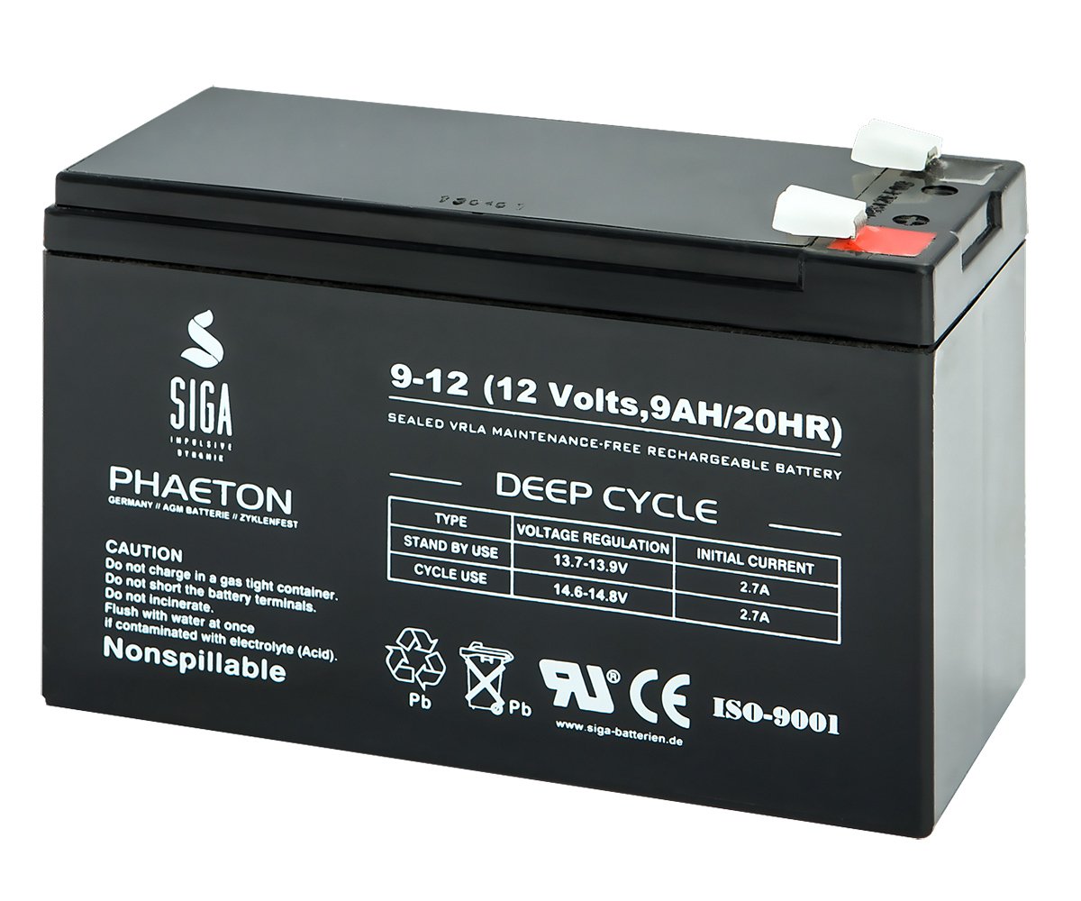 Blei Akku 12V 9Ah Batterie Bleigel Gel AGM Batterie ersetzt 7Ah 7,2Ah 12Volt von SIGA IMPULSIVE DYNAMIK