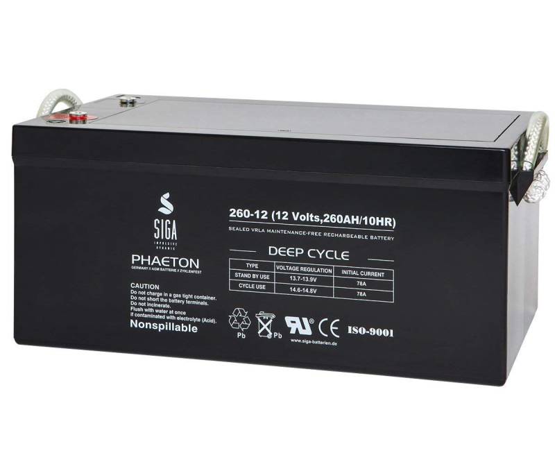 Blei Akku 260Ah 280Ah 12V AGM GEL Solarbatterie Wohnmobil Batterie Versorgungsbatterie von SIGA IMPULSIVE DYNAMIK