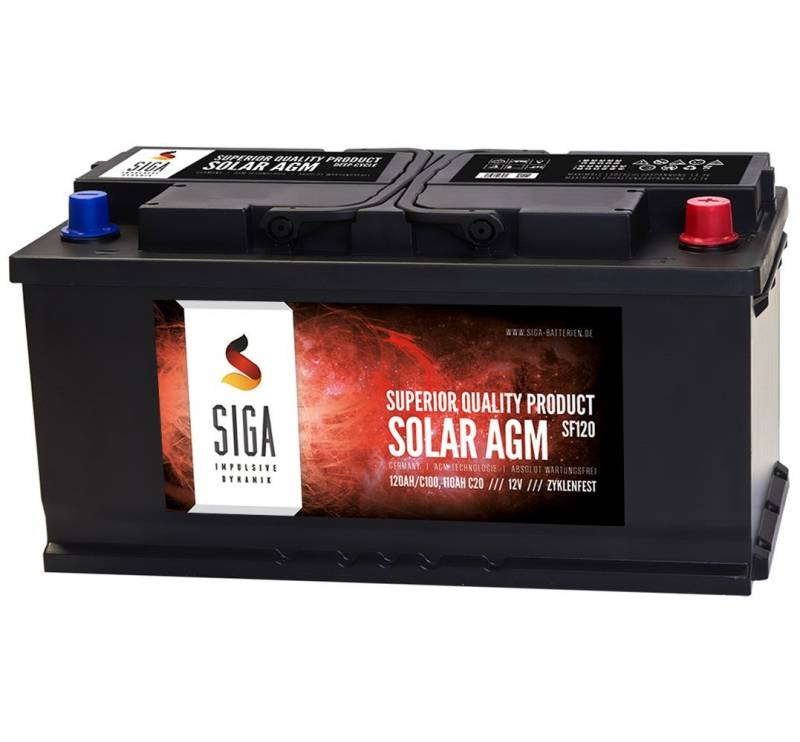 SIGA Blei Akku 12V 120Ah AGM GEL Batterie Solarbatterie Wohnmobil Mover Boot Versorgungsbatterie von SIGA IMPULSIVE DYNAMIK