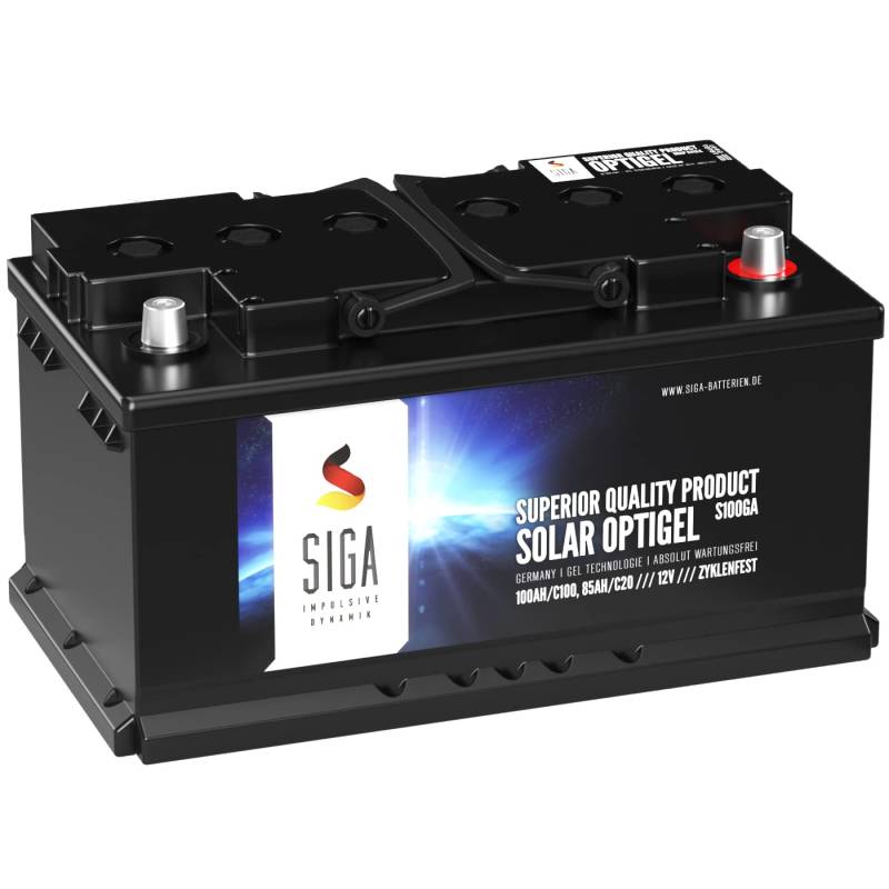 SIGA GEL Batterie 100Ah 12V Solarbatterie Gelbatterie Wohnmobil Wohnwagen Bootsbatterie Versorgung Bleigel Akku von SIGA IMPULSIVE DYNAMIK