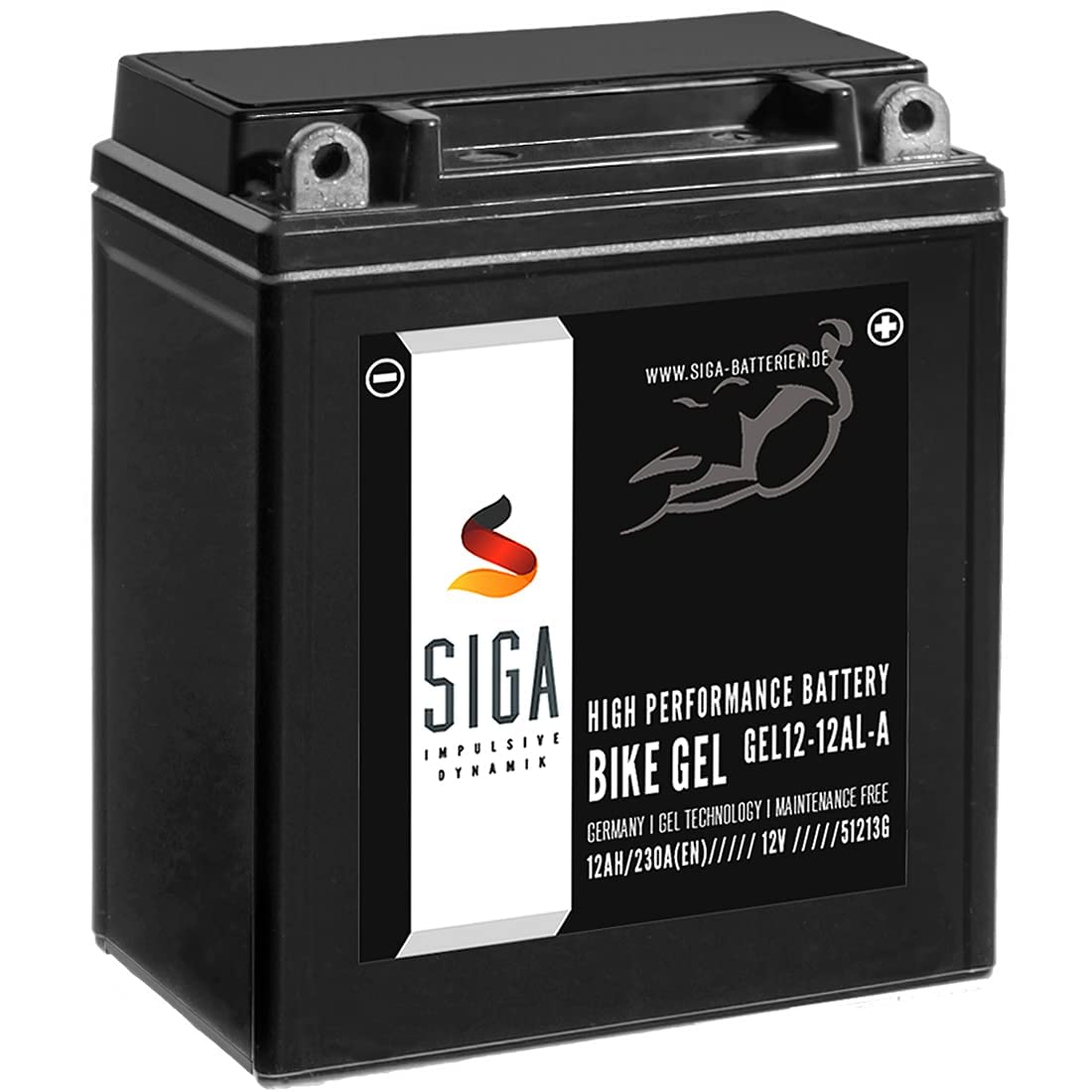 SIGA GEL Motorradbatterie 12V 12Ah 230A/EN GEL Batterie YB12AL-A2 GEL12-12AL-A YB12AL-A für XV 535 und F 650 von SIGA IMPULSIVE DYNAMIK