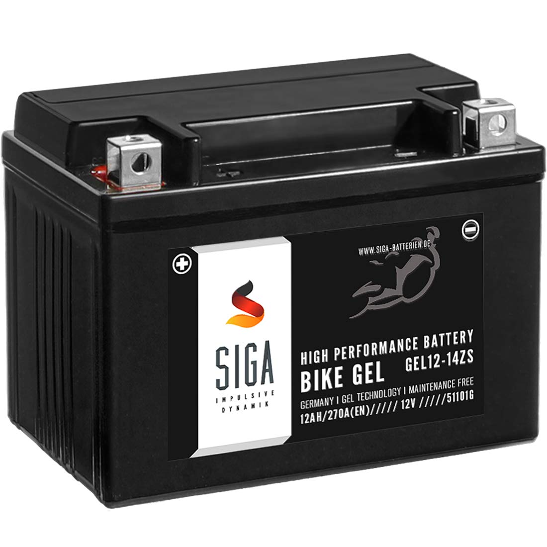 SIGA GEL Motorradbatterie 12V 12Ah 270A/EN Gel Batterie YTZ14-S GEL12-14ZS GTZ14-4 TTZ14S-4 51101 SIGA GEL Motorradbatterie 12V 12Ah 270A/EN Gel Batterie YTZ14-S GEL12-14ZS GTZ14-4 TTZ14S-4 51101 von SIGA IMPULSIVE DYNAMIK