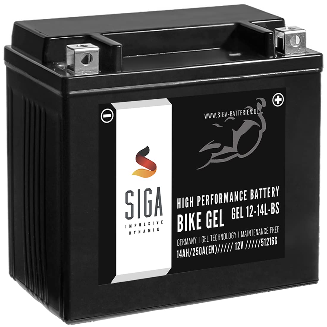 SIGA GEL Motorradbatterie 12V 14Ah 250A/EN Batterie YTX14L-BS GTX14L-BS GEL12-14L-BS 65958-04A HVT3 SIGA GEL Motorradbatterie 12V 14Ah 250A/EN Batterie YTX14L-BS GTX14L-BS GEL12-14L-BS 65958-04A HVT3 von SIGA IMPULSIVE DYNAMIK