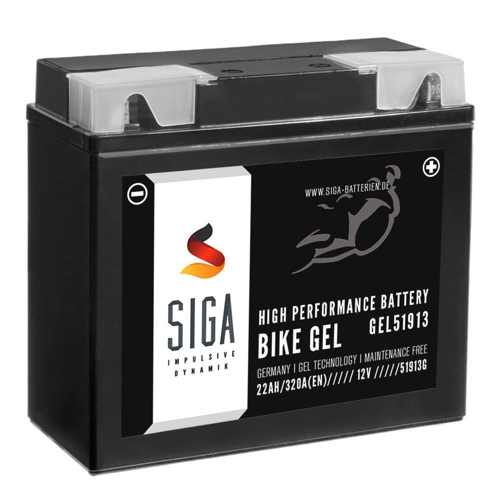 SIGA GEL Motorradbatterie 12V 22Ah 320A/EN Batterie 51913 mit ABS GT20H-3 52101 Gel12-19 von SIGA IMPULSIVE DYNAMIK