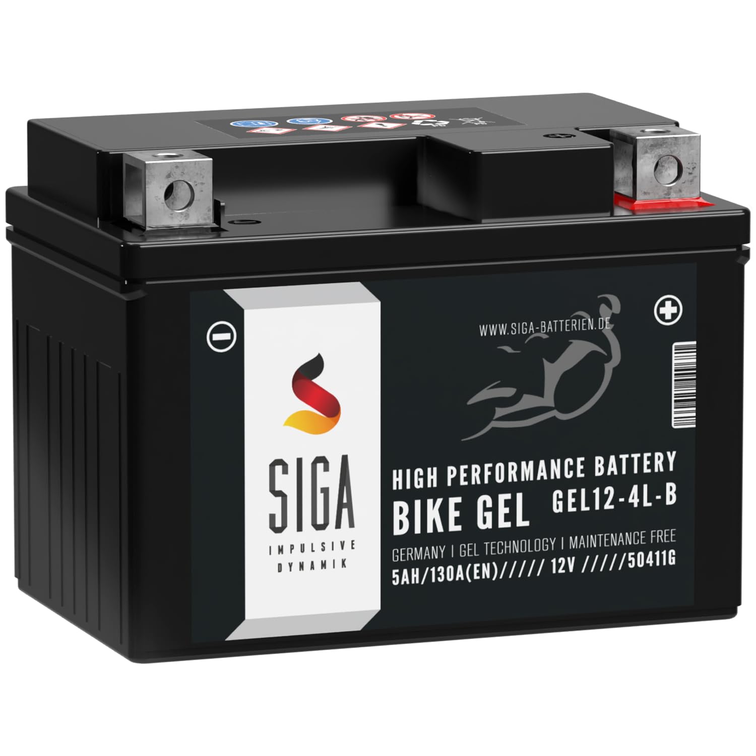 SIGA GEL Motorradbatterie 12V 5Ah 130A/EN GEL Batterie YB4L-B CB4L-B 50411 YB4L-B Gel12-4L-B von SIGA IMPULSIVE DYNAMIK