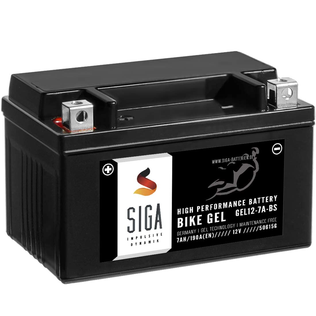 SIGA GEL Motorradbatterie 12V 7Ah 190A/EN Gel Batterie YTX7A-BS Gel12-7A-BS YTX7A-4 CTX7A-BS GTX7A-BS 50615LF von SIGA IMPULSIVE DYNAMIK